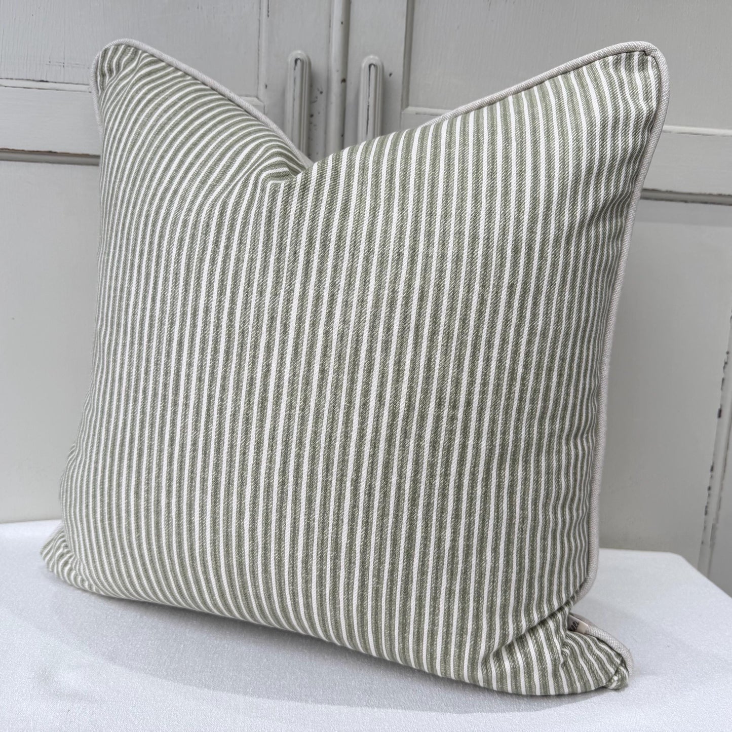 Cushions Made In Fermoie Luxury Designer Poulton Stripe Green Olive Cushion Pillow Throw Cover