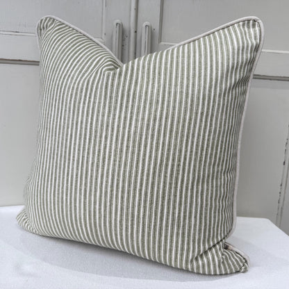 Cushions Made In Fermoie Luxury Designer Poulton Stripe Green Olive Cushion Pillow Throw Cover