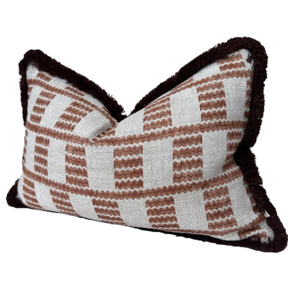 Cushions Made In Fermoie Cove Linen Luxury Brown Brush Fringe Cushion Pillow Throw Cover