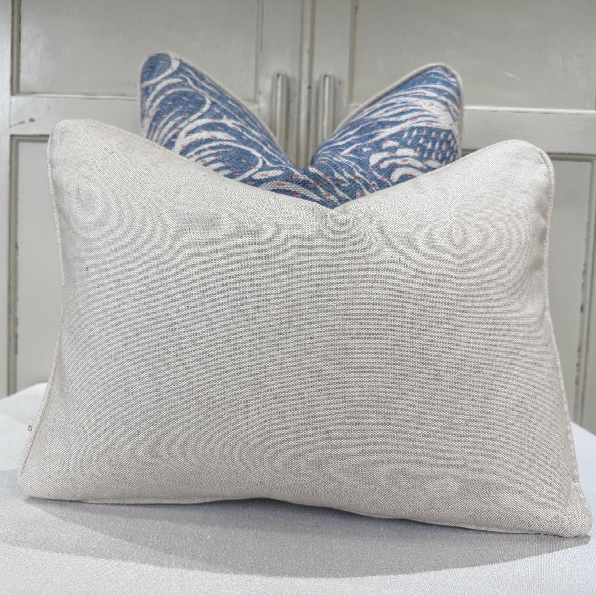 Fermoie Savernake Fabric Designer Decorative Rich Blue Linen Cushion Pillow Throw Cover