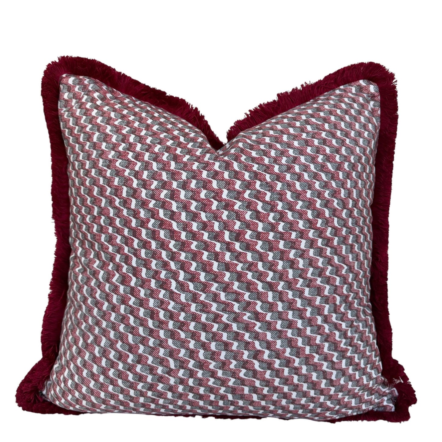 Cushions Made In Fermoie Ruffle Red Grey Cotton Decorative Sofa Throw Pillow Cover