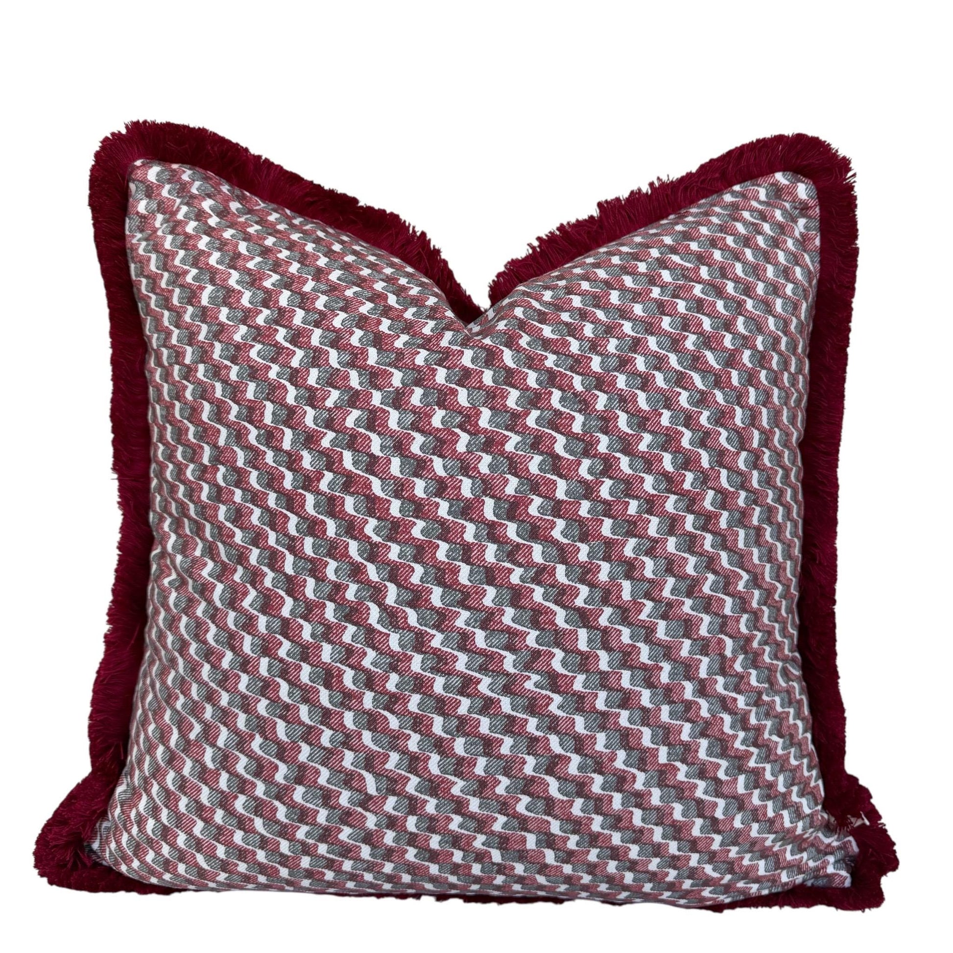 Cushions Made In Fermoie Ruffle Red Grey Cotton Decorative Sofa Throw Pillow Cover