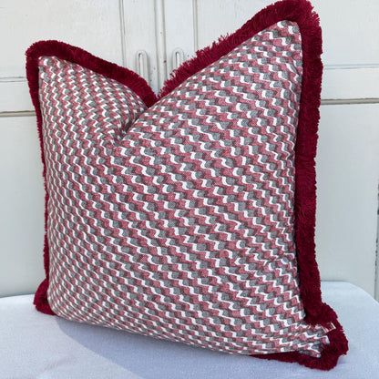 Cushions Made In Fermoie Ruffle Red Grey Cotton Decorative Sofa Throw Pillow Cover
