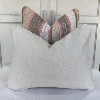 Fermoie Carskiey Broad Stripe Designer Pink Green Linen Cushion Pillow Cover
