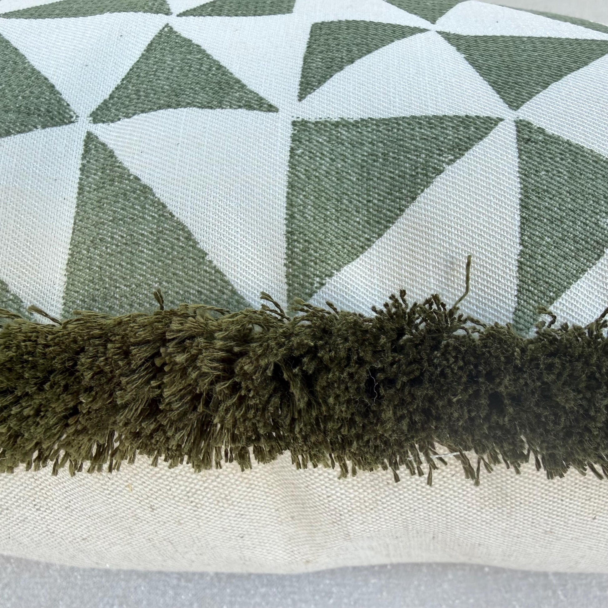 Cushions Made In Fermoie Circus Green Cotton Cushion Pillow With Brush Fringe