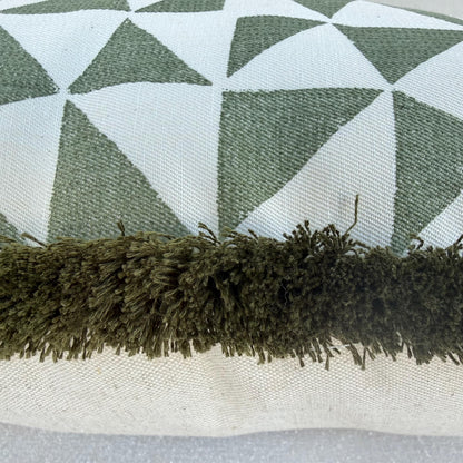 Cushions Made In Fermoie Circus Green Cotton Cushion Pillow With Brush Fringe