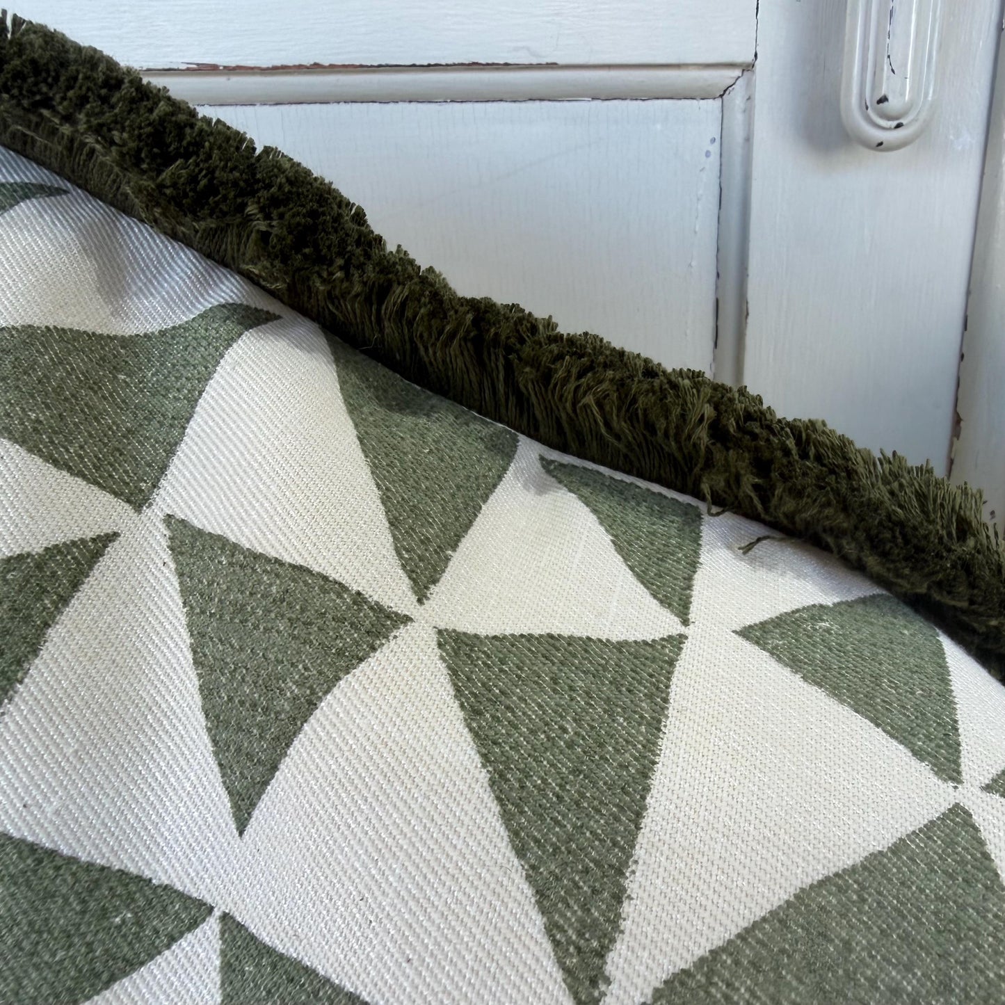Cushions Made In Fermoie Circus Green Cotton Cushion Pillow With Brush Fringe