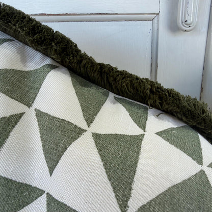 Cushions Made In Fermoie Circus Green Cotton Cushion Pillow With Brush Fringe