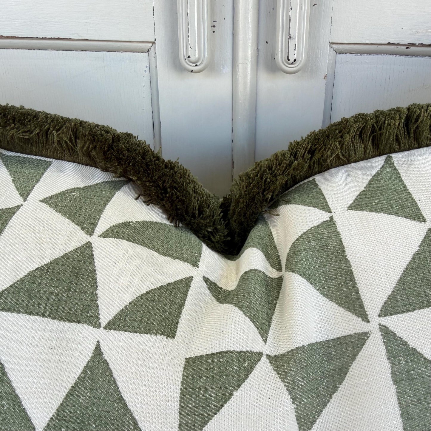 Cushions Made In Fermoie Circus Green Cotton Cushion Pillow With Brush Fringe
