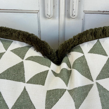 Cushions Made In Fermoie Circus Green Cotton Cushion Pillow With Brush Fringe