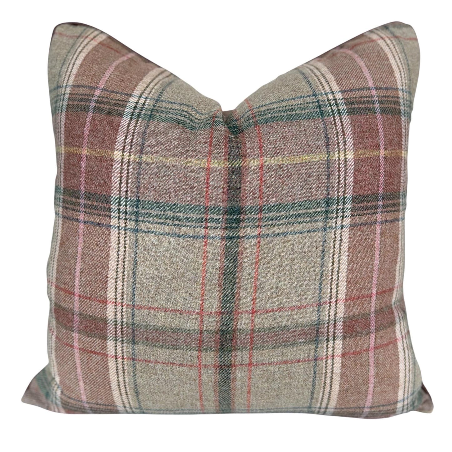 Lee Jofa Mulberry Luxury Designer Shetland Plaid Beige Green Decorative Cushion Pillow Cover