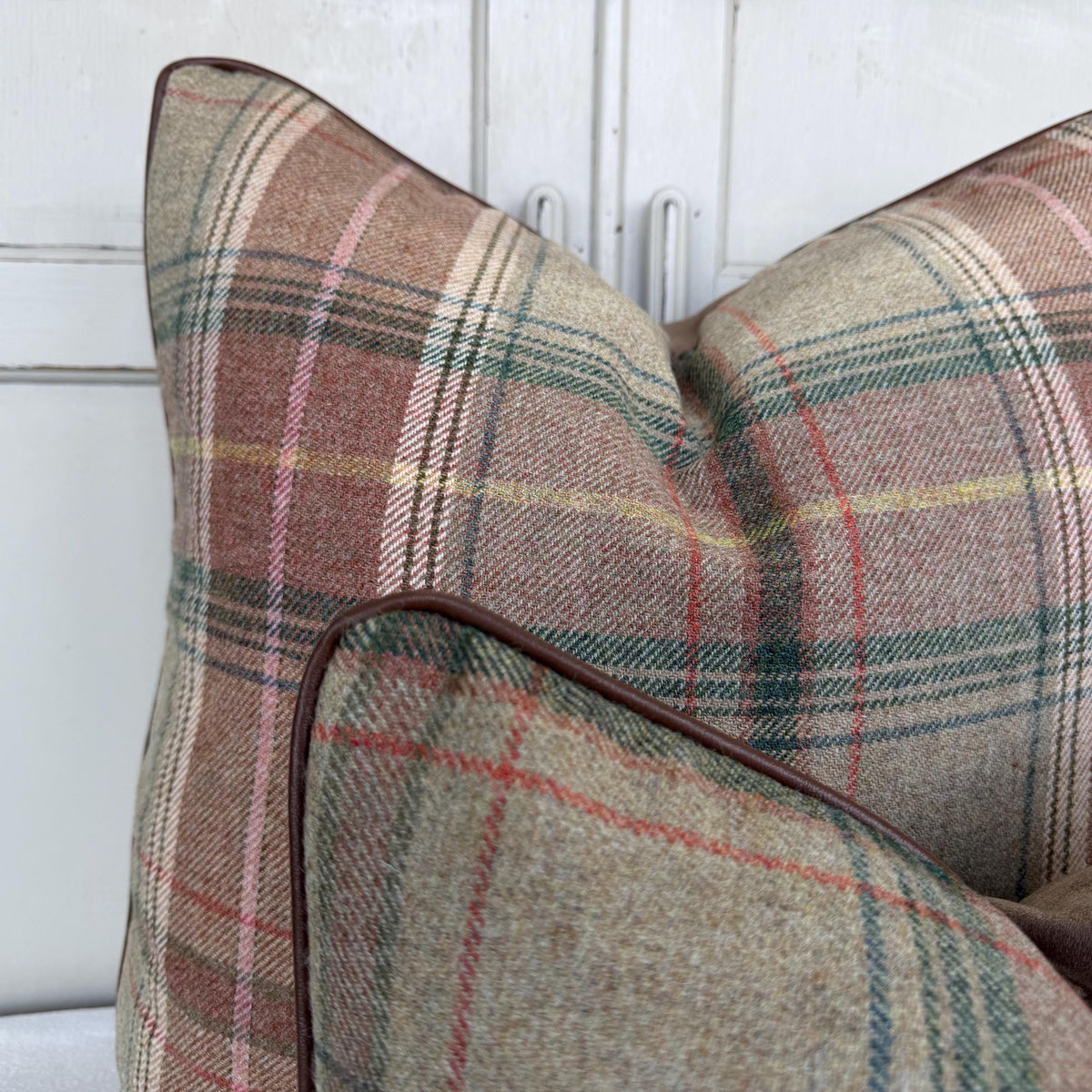 Lee Jofa Mulberry Luxury Designer Shetland Plaid Beige Green Decorative Cushion Pillow Cover