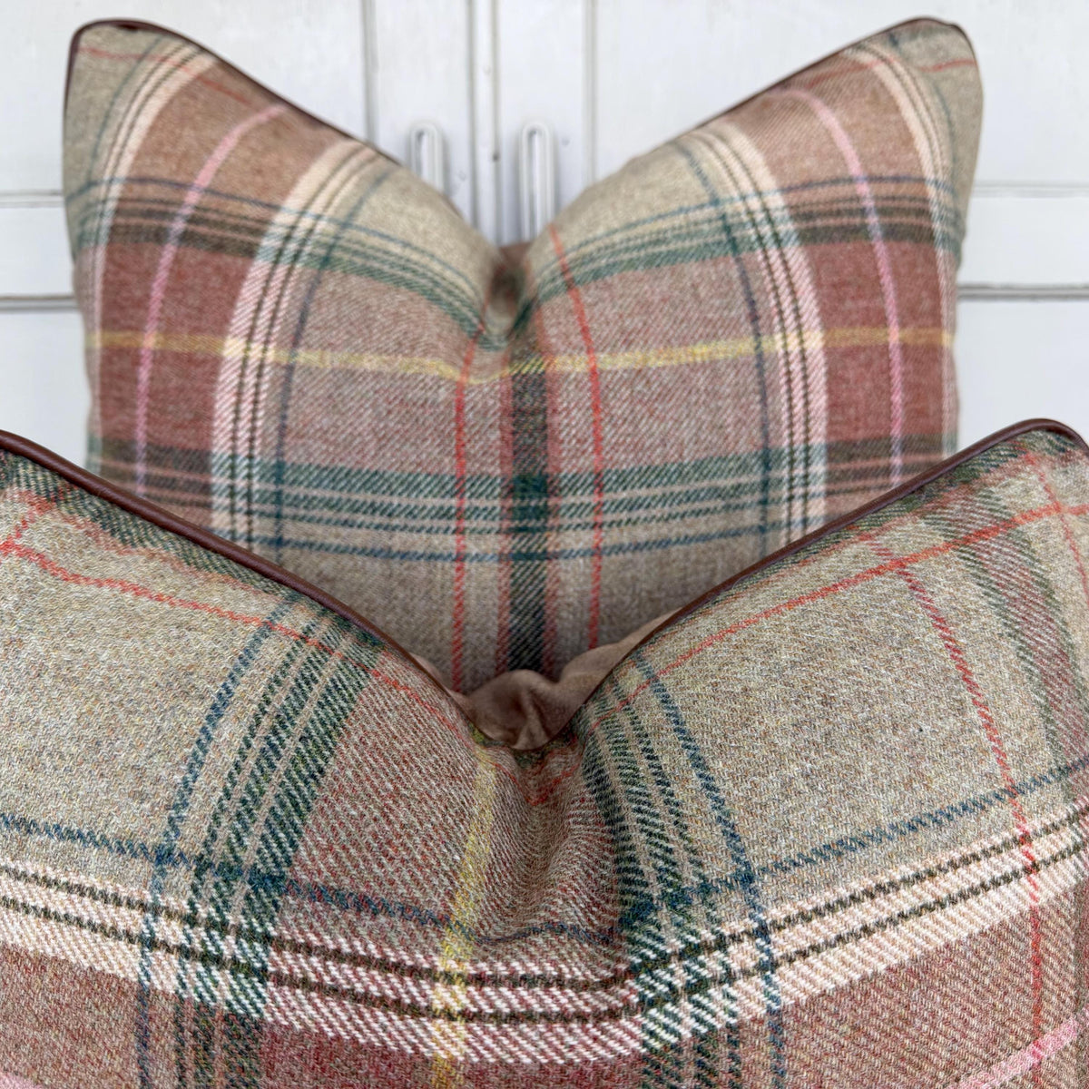 Lee Jofa Mulberry Luxury Designer Shetland Plaid Beige Green Decorative Cushion Pillow Cover