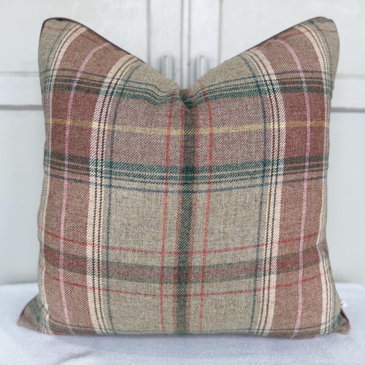 Lee Jofa Mulberry Luxury Designer Shetland Plaid Beige Green Decorative Cushion Pillow Cover