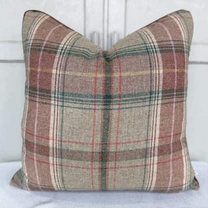 Lee Jofa Mulberry Luxury Designer Shetland Plaid Beige Green Decorative Cushion Pillow Cover