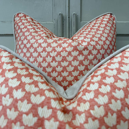 Fermoie Eythorne Cushion Cover: Luxury Tomato Red Cotton Throw Pillow