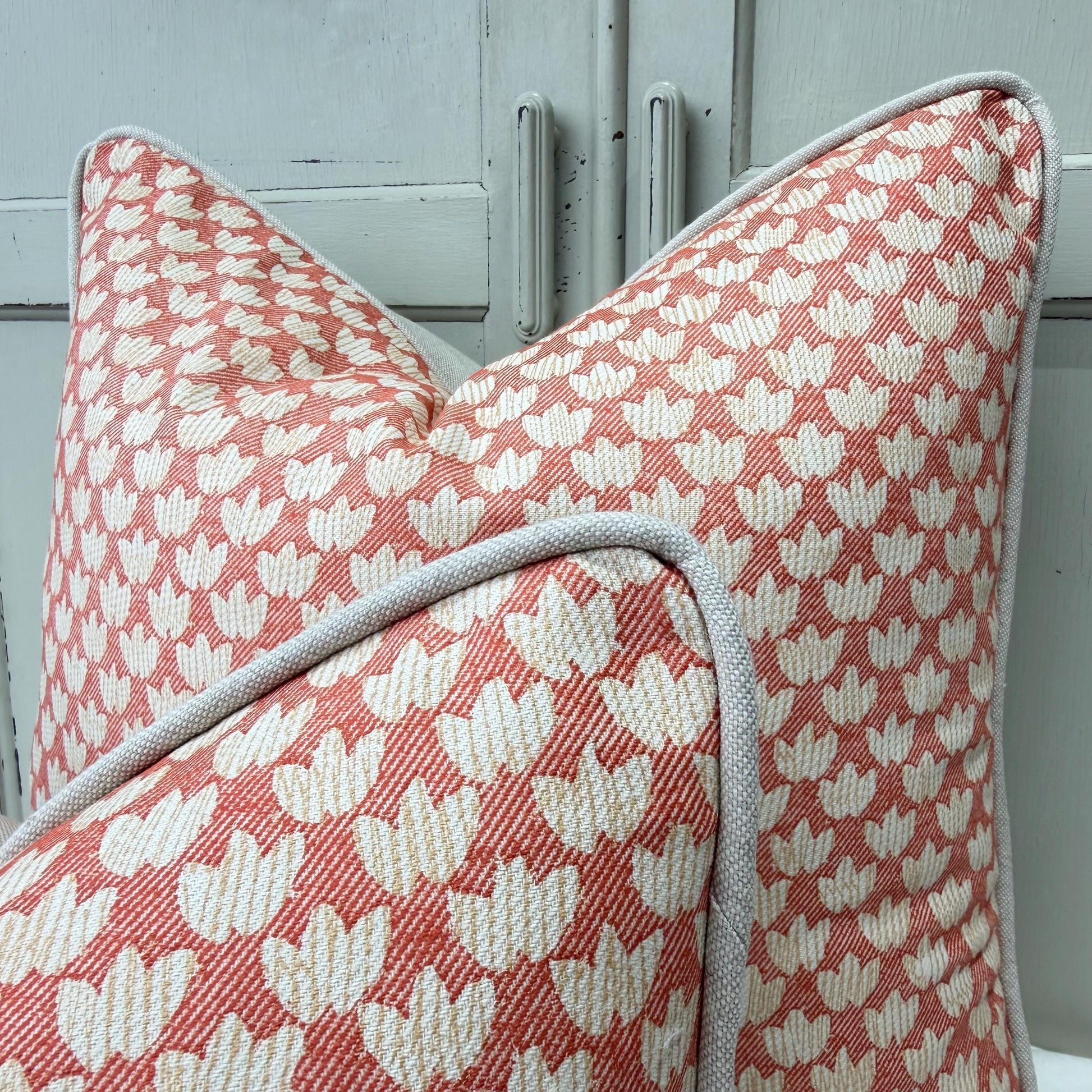 Fermoie Eythorne Cushion Cover: Luxury Tomato Red Cotton Throw Pillow
