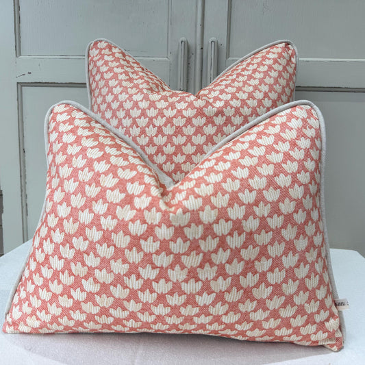 Fermoie Eythorne Cushion Cover: Luxury Tomato Red Cotton Throw Pillow