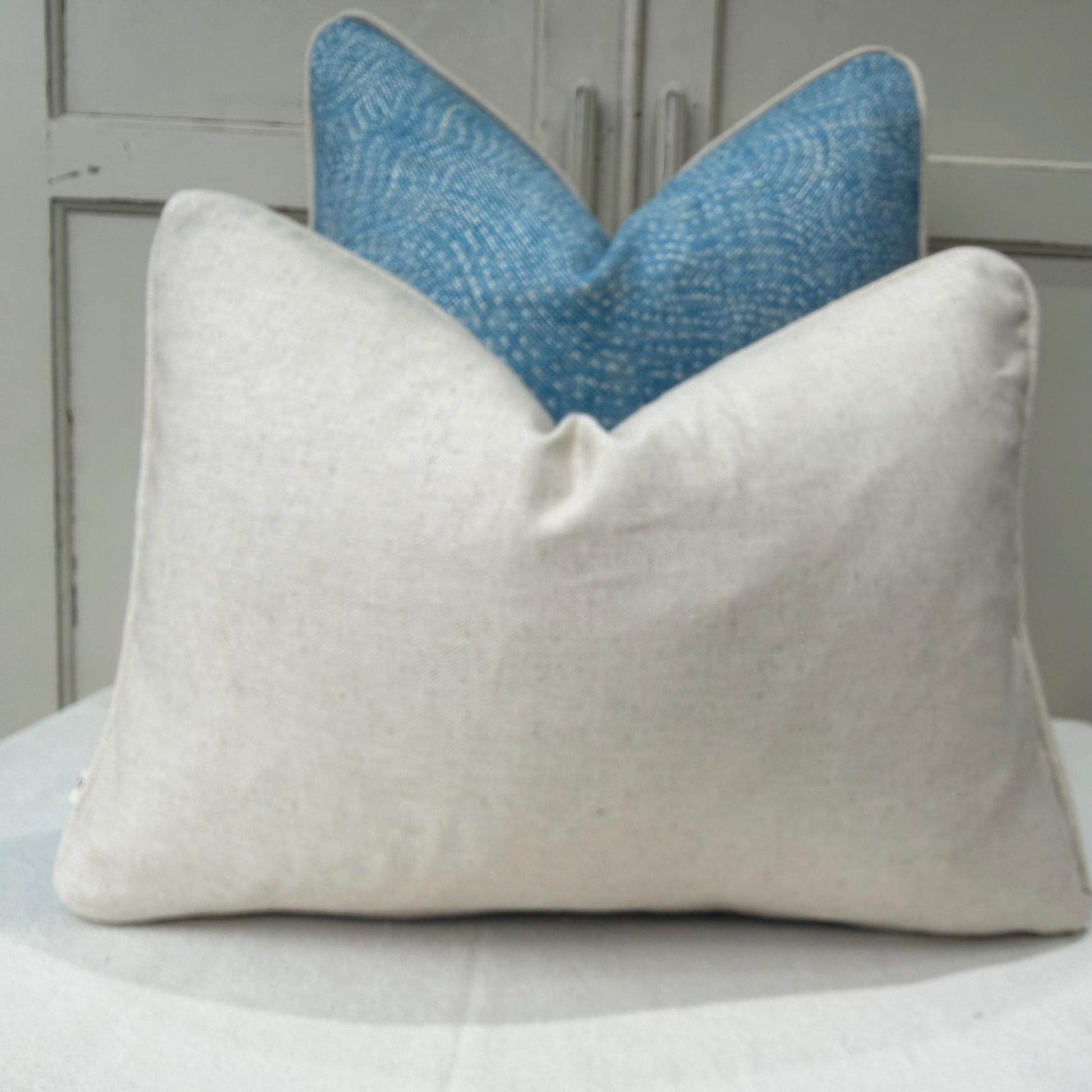 Cushions Made In Fermoie Cloud Luxury Mid Blue Linen Cushion Pillow Cover
