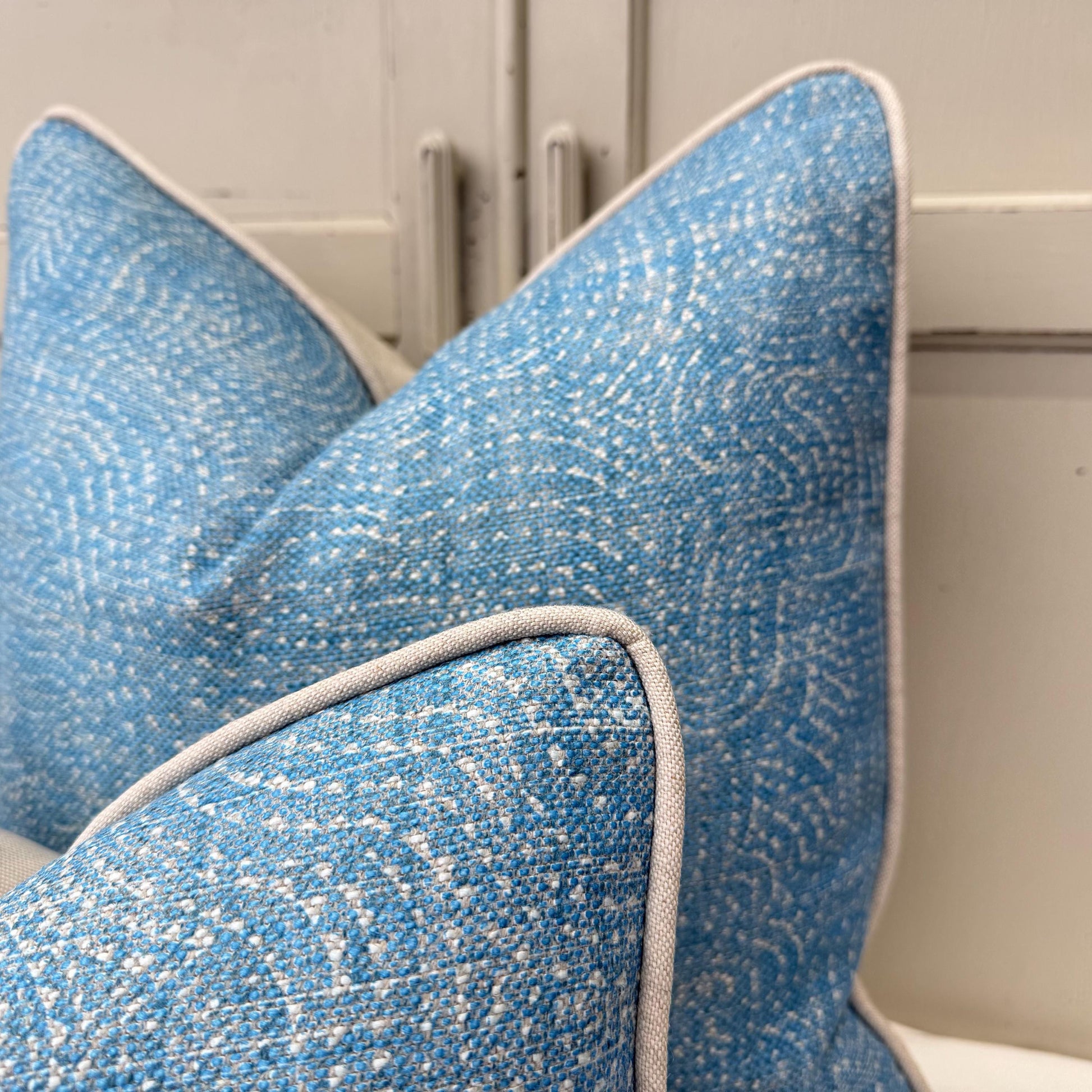 Cushions Made In Fermoie Cloud Luxury Mid Blue Linen Cushion Pillow Cover