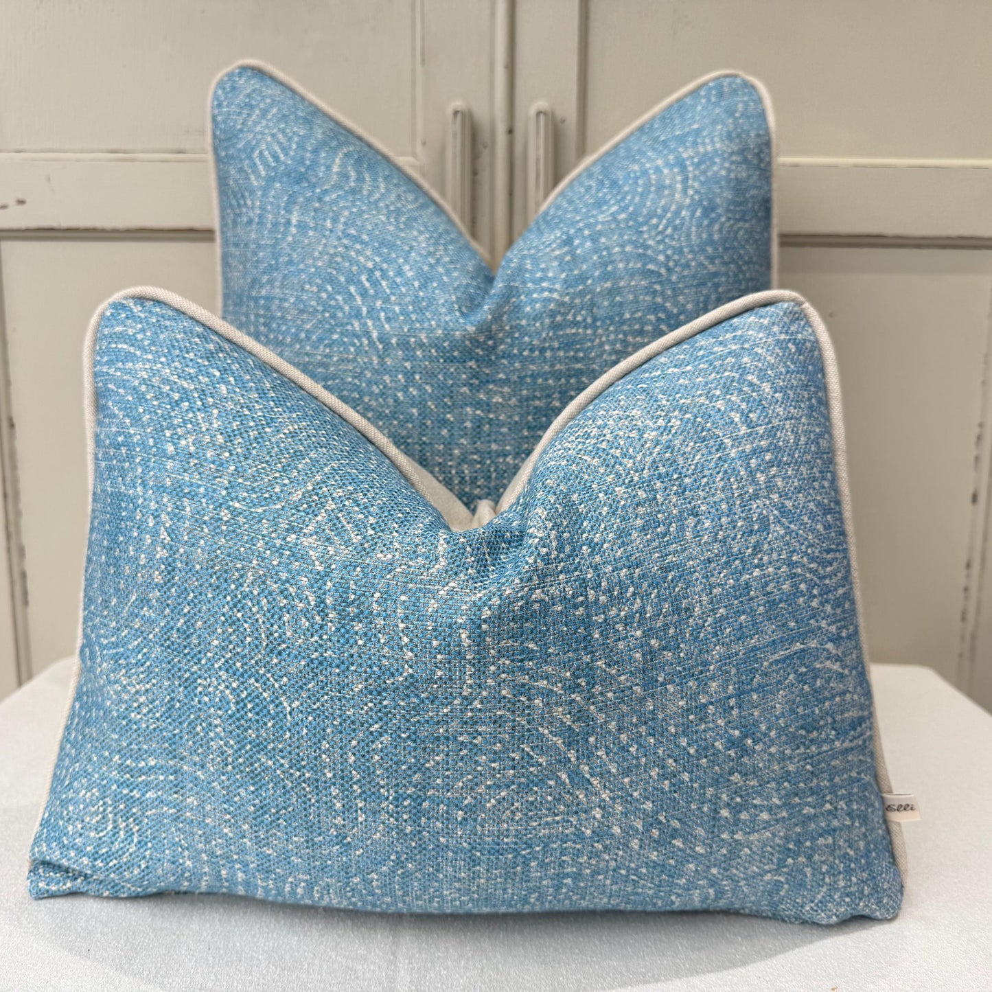Cushions Made In Fermoie Cloud Luxury Mid Blue Linen Cushion Pillow Cover