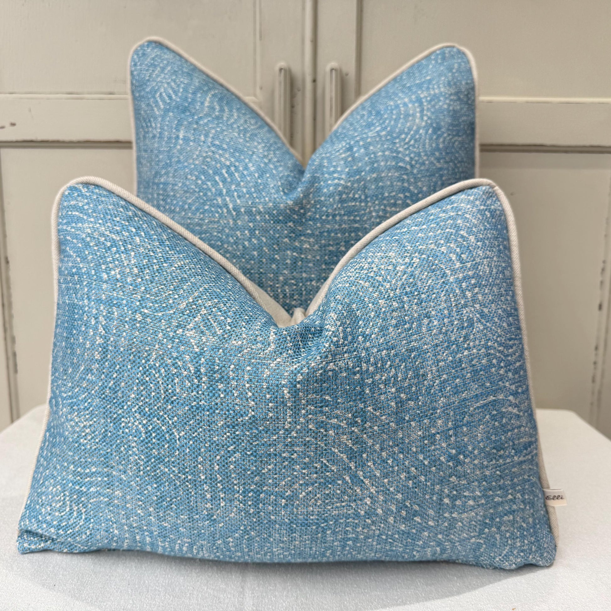 Cushions Made In Fermoie Cloud Luxury Mid Blue Linen Cushion Pillow Cover