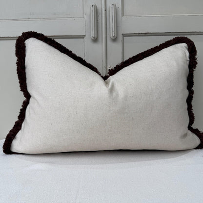 Cushions Made In Fermoie Cove Linen Luxury Brown Brush Fringe Cushion Pillow Throw Cover