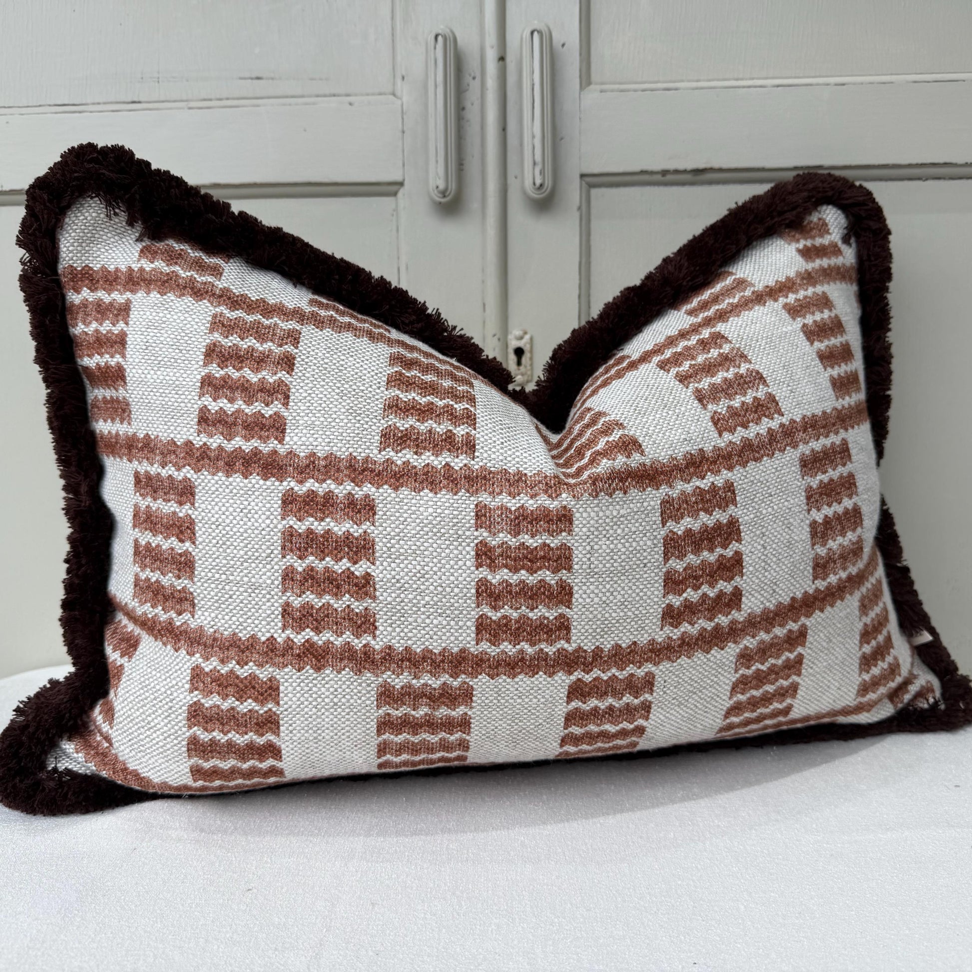 Cushions Made In Fermoie Cove Linen Luxury Brown Brush Fringe Cushion Pillow Throw Cover