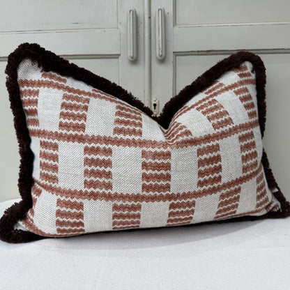 Cushions Made In Fermoie Cove Linen Luxury Brown Brush Fringe Cushion Pillow Throw Cover