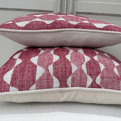 Fermoie Whittle Cushion Cover: Luxury Rich Raspberry Red Linen Throw Pillow