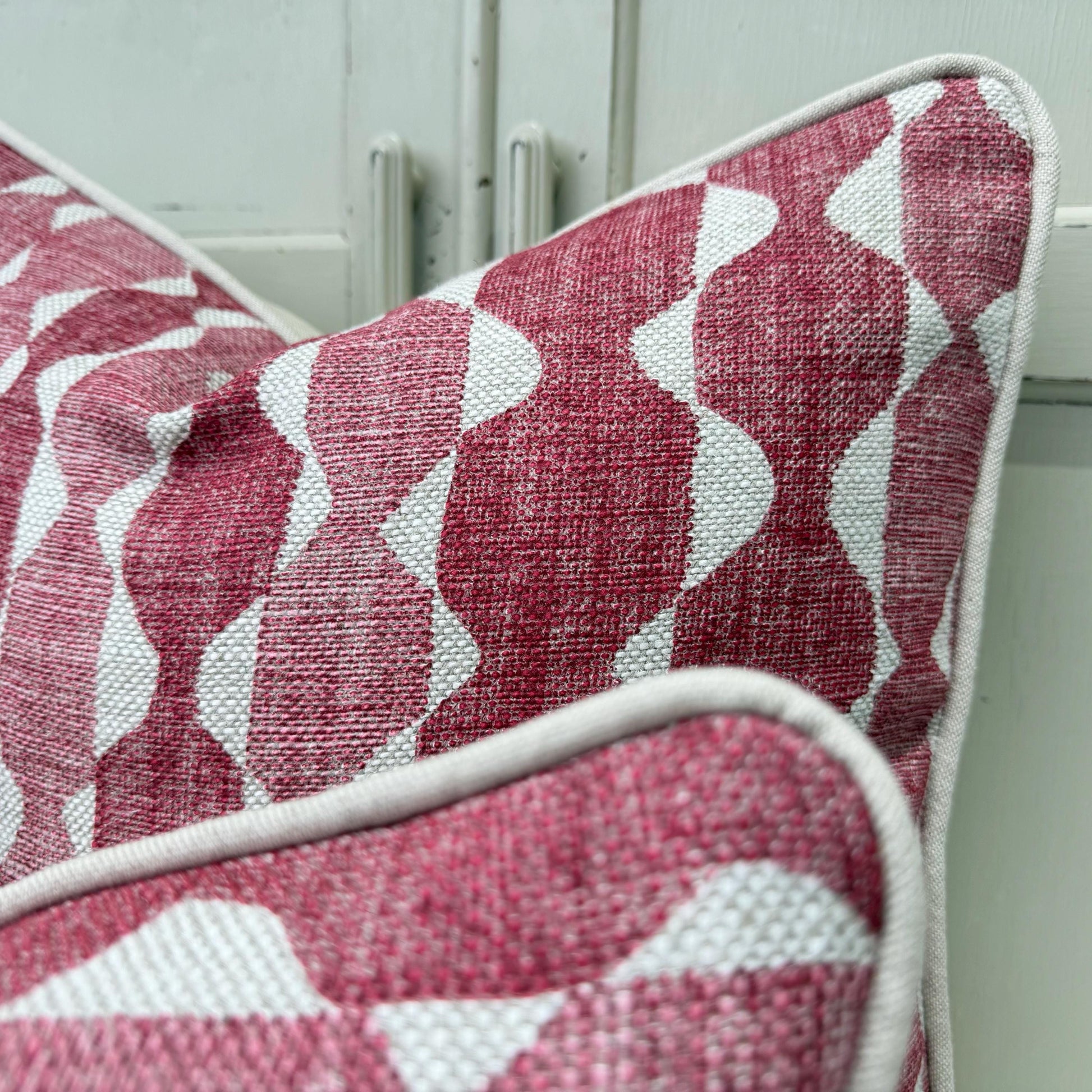 Fermoie Whittle Cushion Cover: Luxury Rich Raspberry Red Linen Throw Pillow