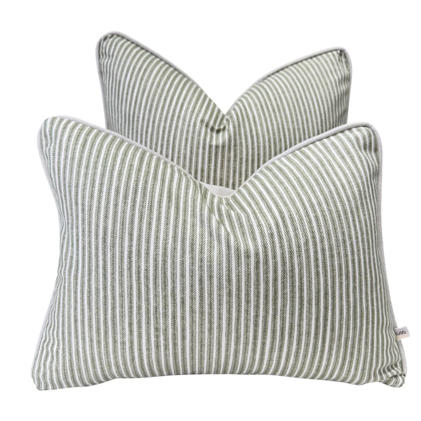 Cushions Made In Fermoie Luxury Designer Poulton Stripe Green Olive Cushion Pillow Throw Cover
