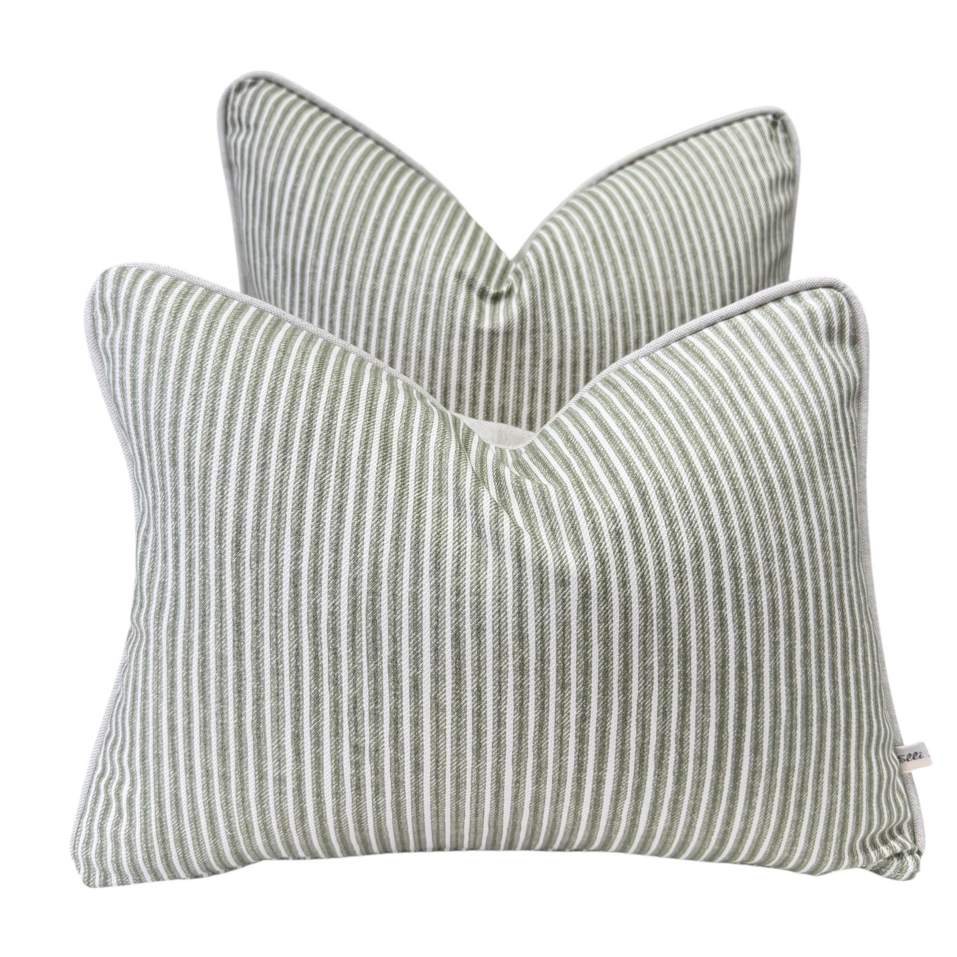 Cushions Made In Fermoie Luxury Designer Poulton Stripe Green Olive Cushion Pillow Throw Cover
