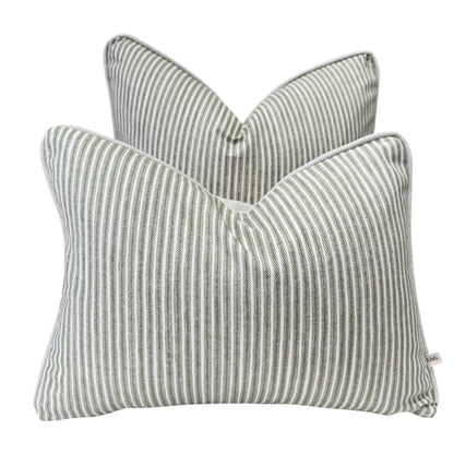 Cushions Made In Fermoie Luxury Designer Poulton Stripe Green Olive Cushion Pillow Throw Cover