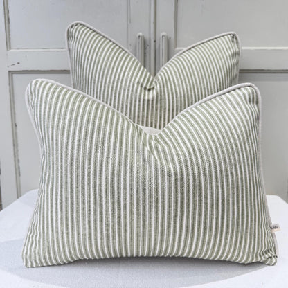 Cushions Made In Fermoie Luxury Designer Poulton Stripe Green Olive Cushion Pillow Throw Cover