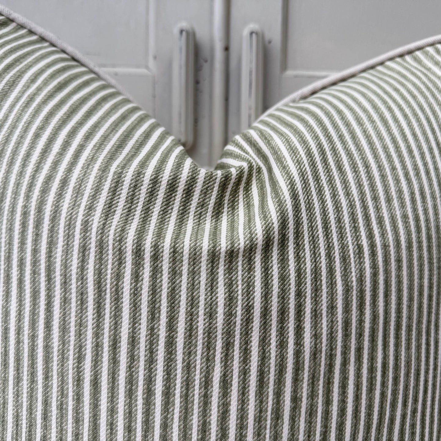 Cushions Made In Fermoie Luxury Designer Poulton Stripe Green Olive Cushion Pillow Throw Cover