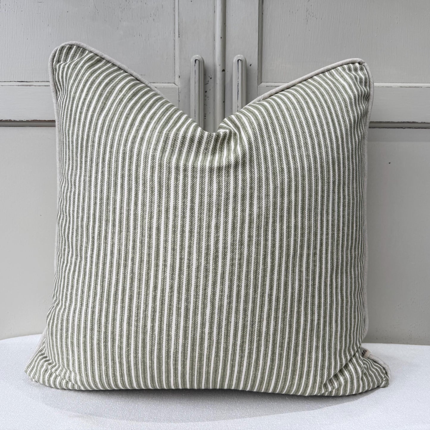Cushions Made In Fermoie Luxury Designer Poulton Stripe Green Olive Cushion Pillow Throw Cover