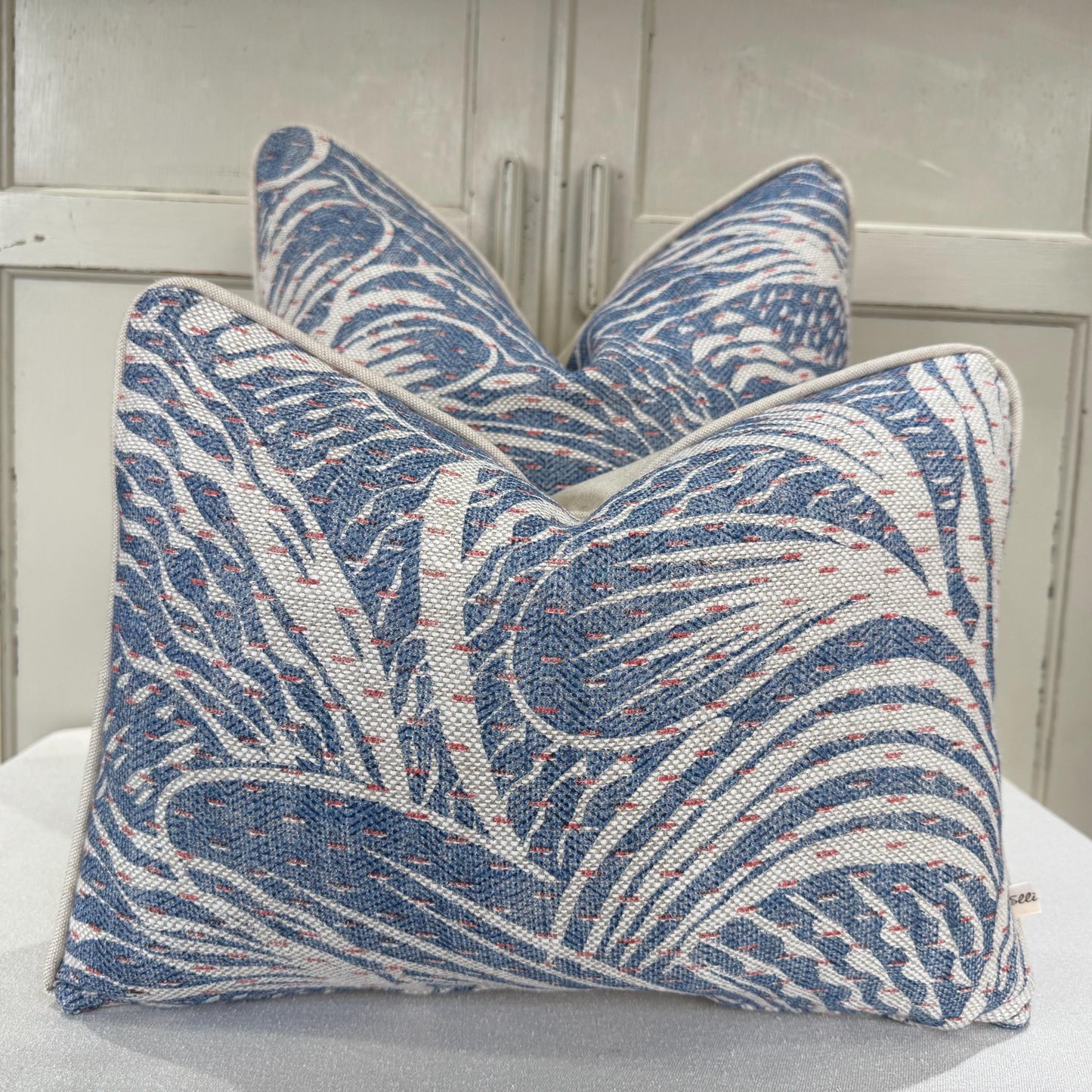 Fermoie Savernake Fabric Designer Decorative Rich Blue Linen Cushion Pillow Throw Cover