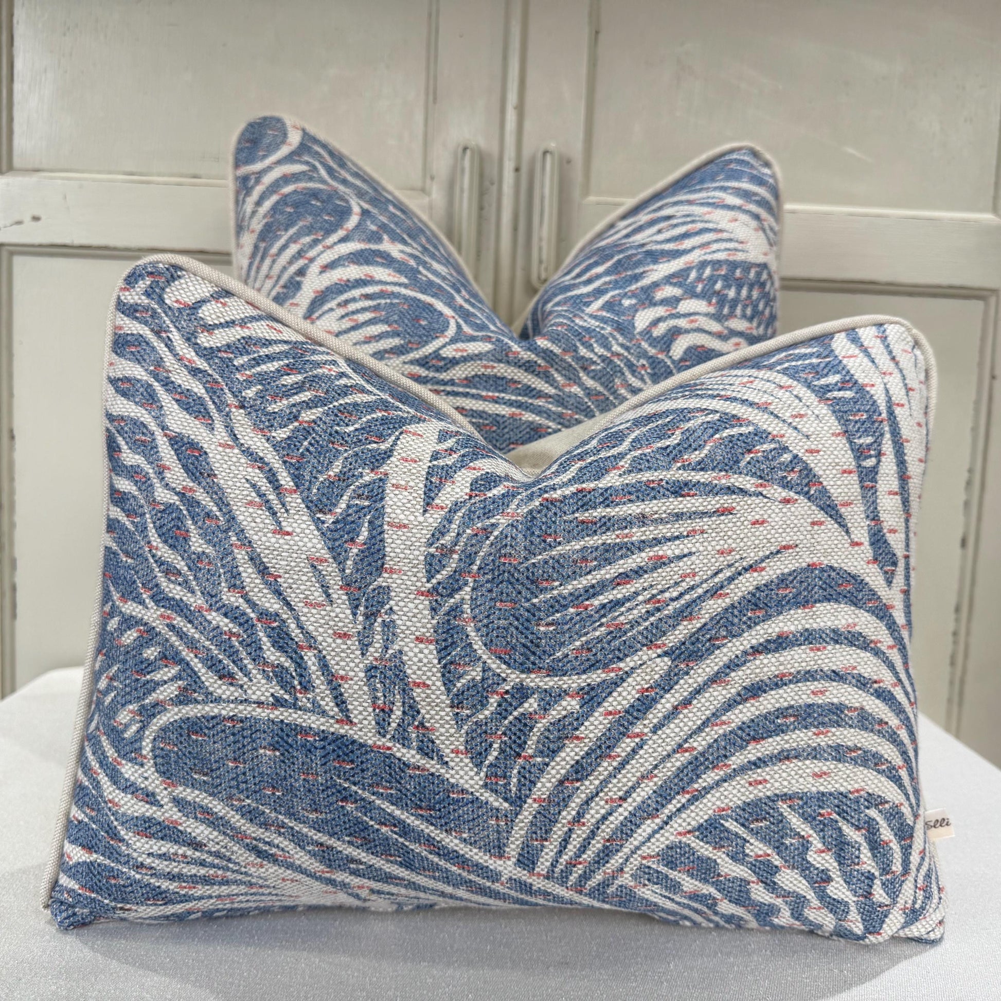 Fermoie Savernake Fabric Designer Decorative Rich Blue Linen Cushion Pillow Throw Cover