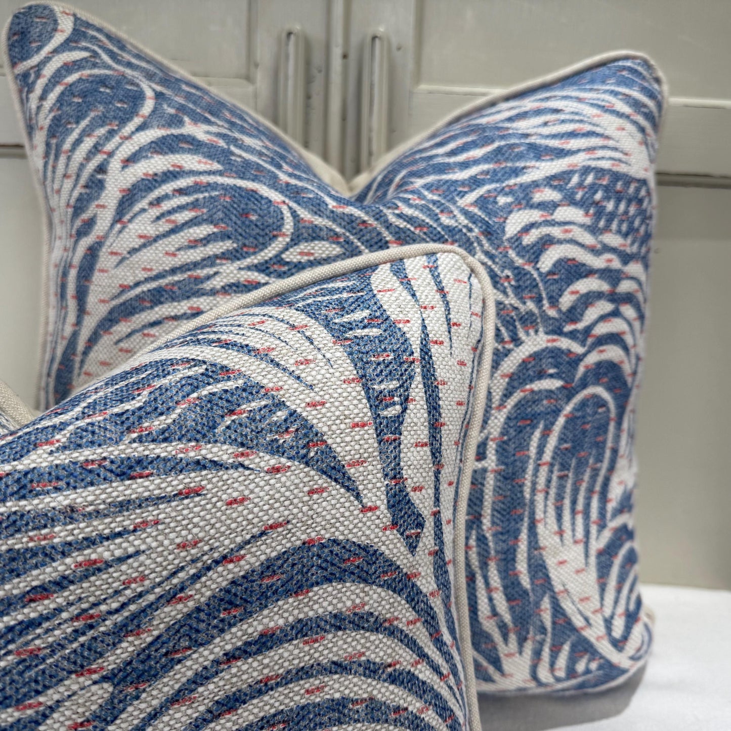 Fermoie Savernake Fabric Designer Decorative Rich Blue Linen Cushion Pillow Throw Cover