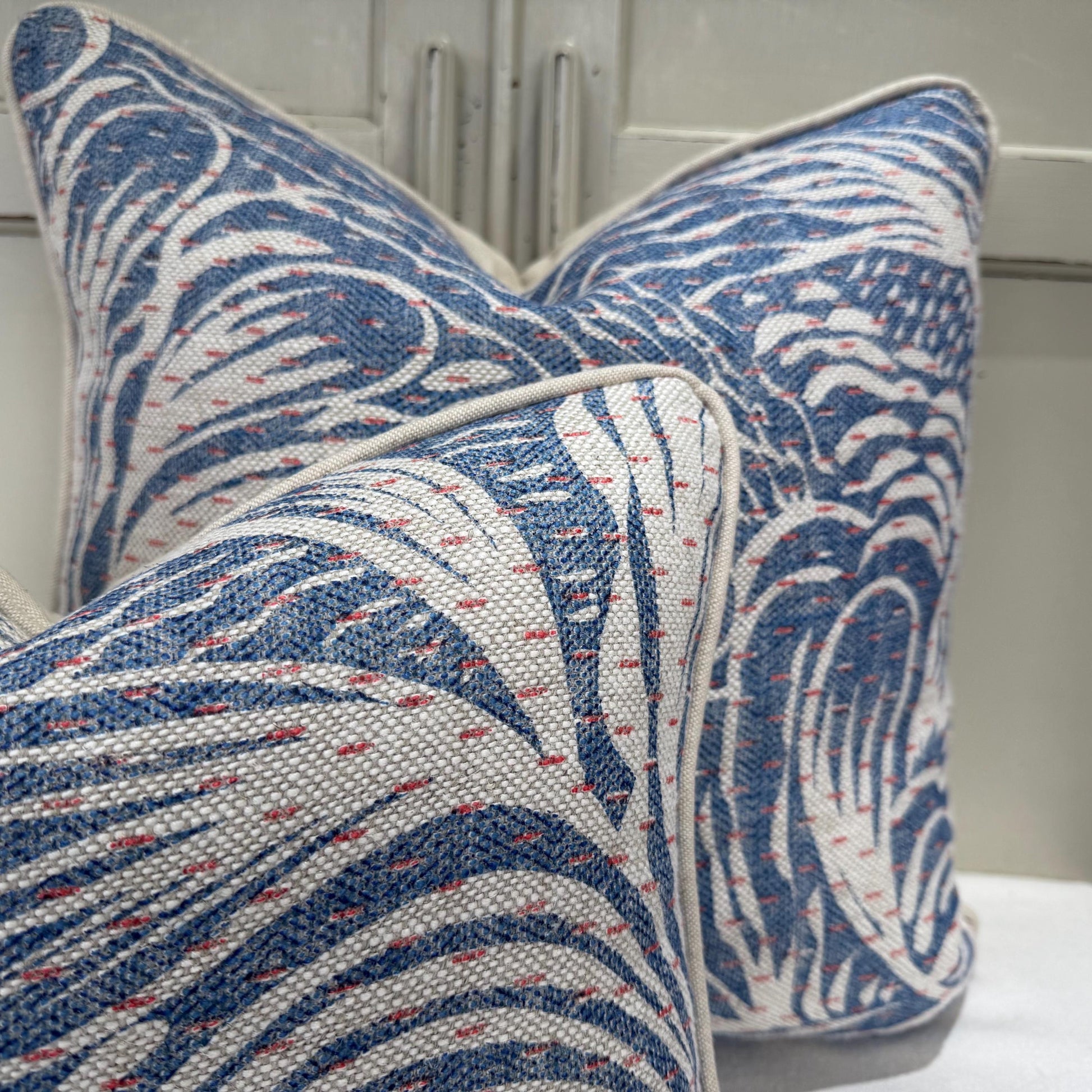 Fermoie Savernake Fabric Designer Decorative Rich Blue Linen Cushion Pillow Throw Cover