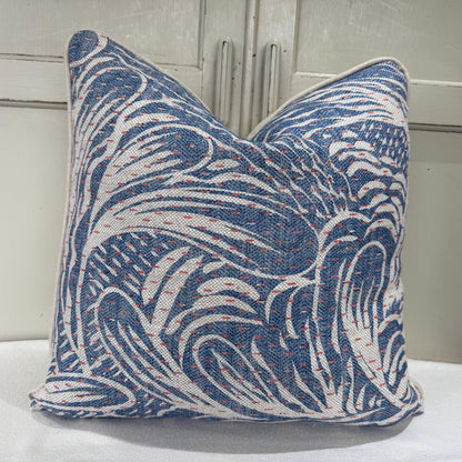 Fermoie Savernake Fabric Designer Decorative Rich Blue Linen Cushion Pillow Throw Cover