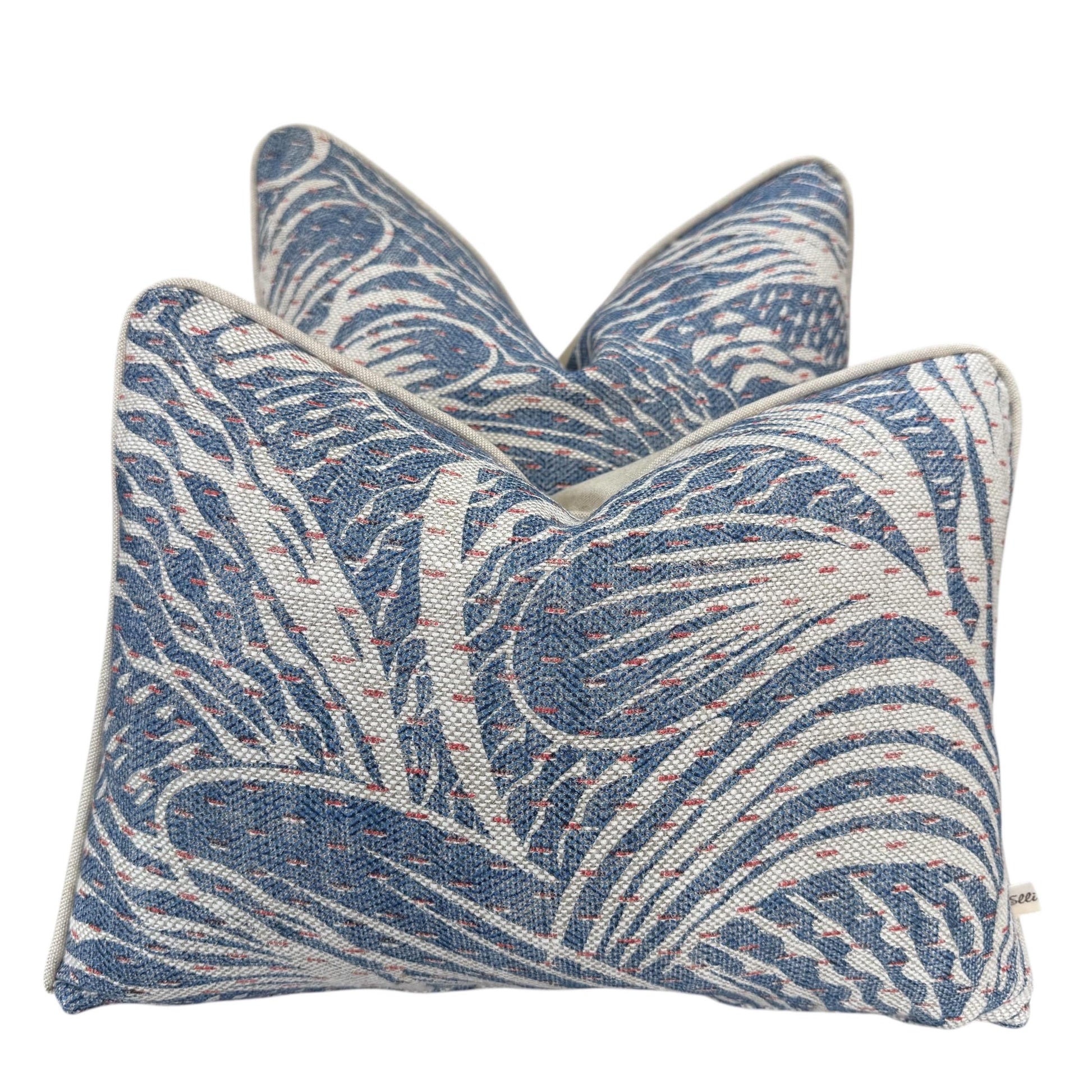 Fermoie Savernake Fabric Designer Decorative Rich Blue Linen Cushion Pillow Throw Cover
