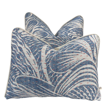 Fermoie Savernake Fabric Designer Decorative Rich Blue Linen Cushion Pillow Throw Cover