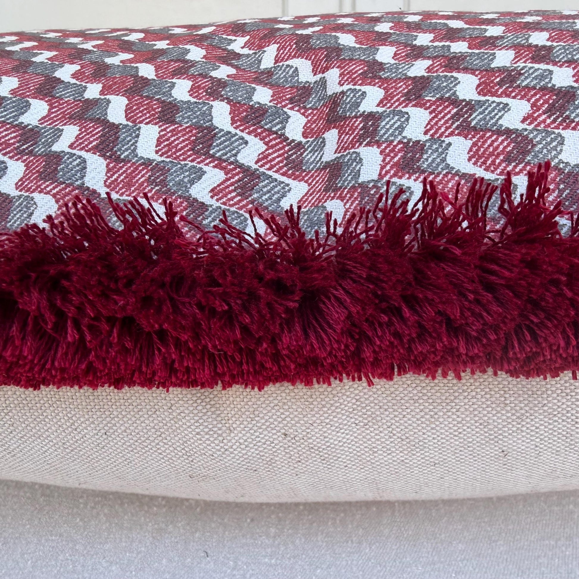 Cushions Made In Fermoie Ruffle Red Grey Cotton Decorative Sofa Throw Pillow Cover