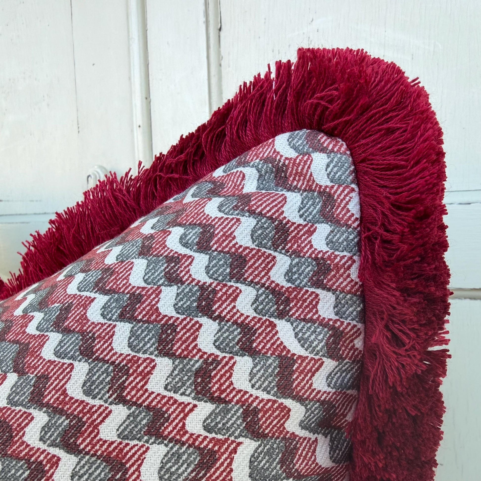 Cushions Made In Fermoie Ruffle Red Grey Cotton Decorative Sofa Throw Pillow Cover
