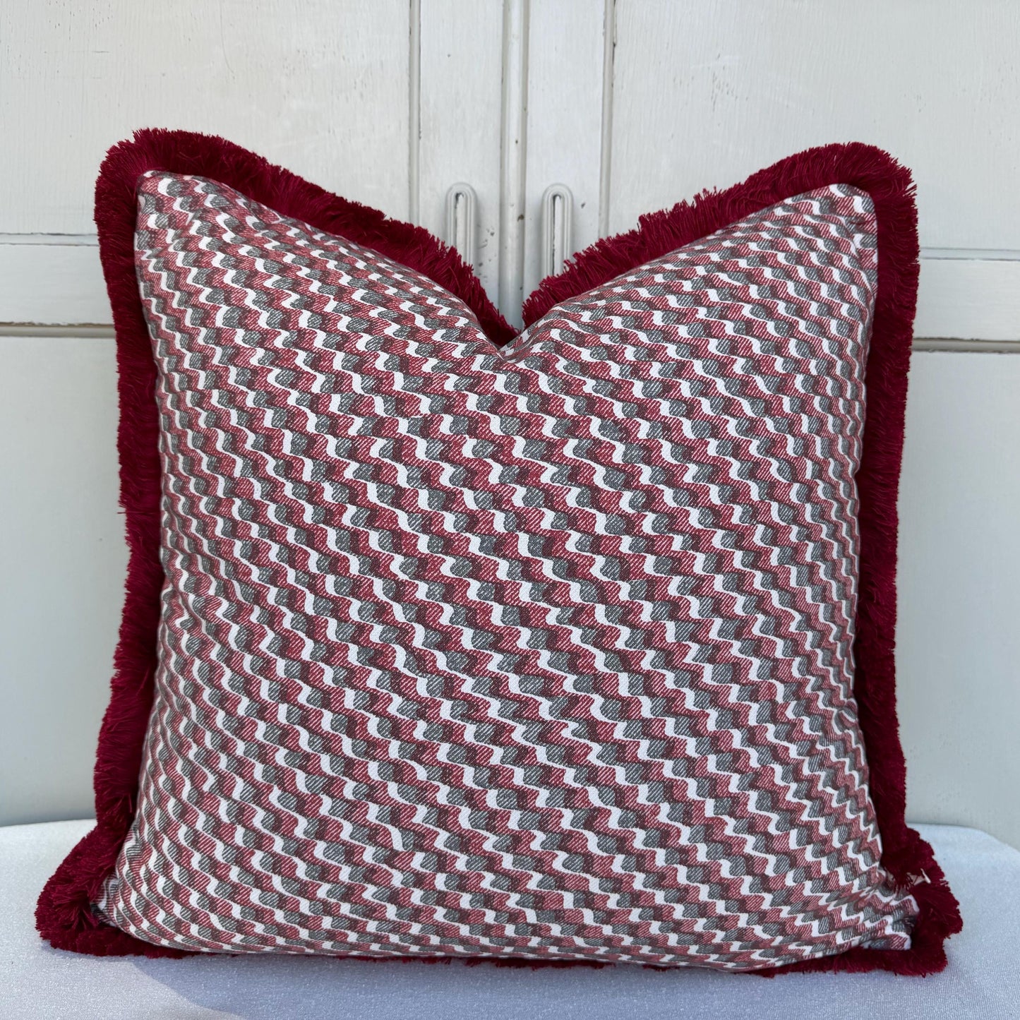 Cushions Made In Fermoie Ruffle Red Grey Cotton Decorative Sofa Throw Pillow Cover