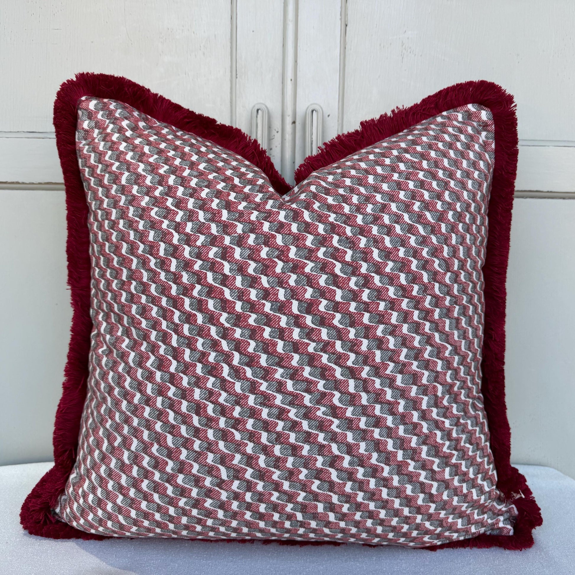 Cushions Made In Fermoie Ruffle Red Grey Cotton Decorative Sofa Throw Pillow Cover