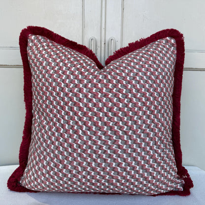Cushions Made In Fermoie Ruffle Red Grey Cotton Decorative Sofa Throw Pillow Cover