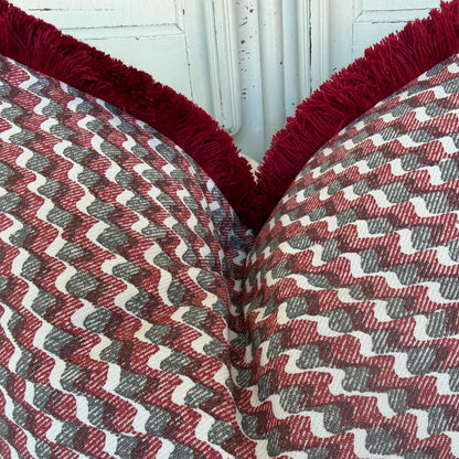 Cushions Made In Fermoie Ruffle Red Grey Cotton Decorative Sofa Throw Pillow Cover